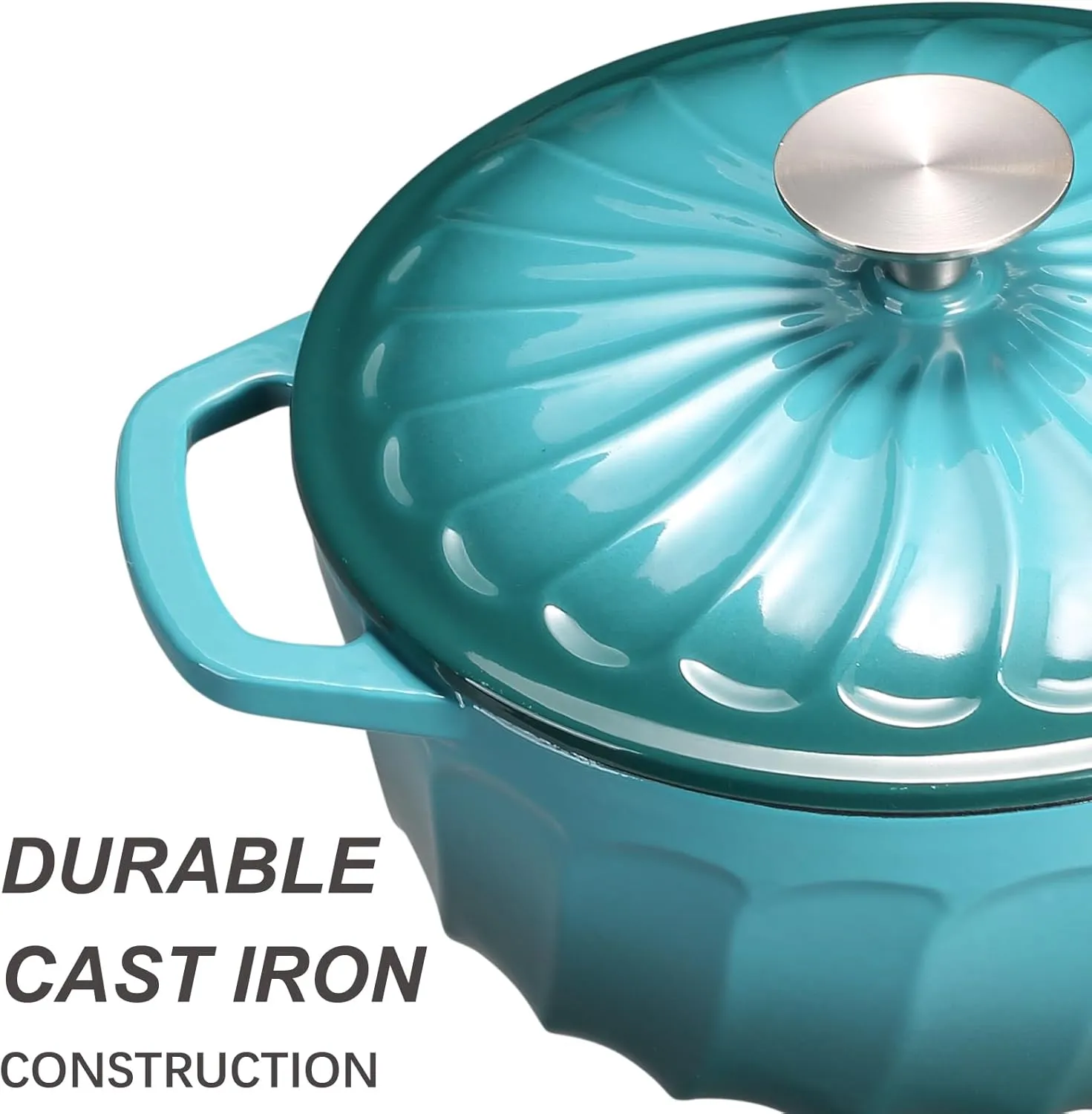 Enameled Dutch Oven with Lid,Cast Iron Dutch Oven Pot,Dual Handles for Bread Baking, Cook, Bake, Refrigerate Safe across All Cooktops(BlueGreen,3 QT)