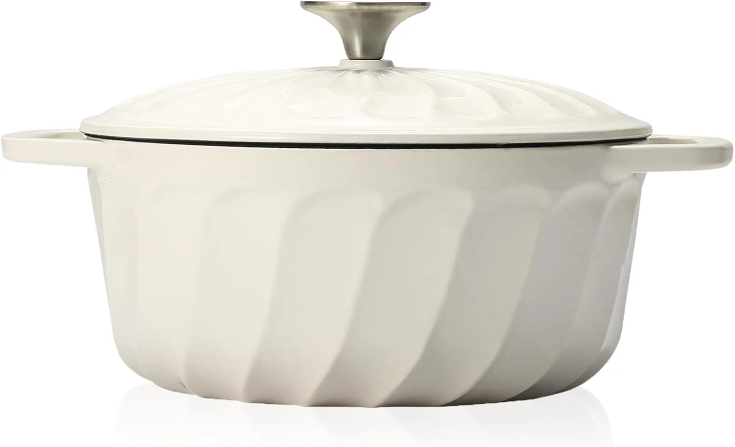 Enameled Dutch Oven with Lid,Cast Iron Dutch Oven Pot,Dual Handles for Bread Baking, Cook, Bake, Refrigerate Safe across All Cooktops(White,3 QT)