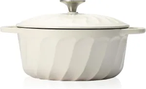 Enameled Dutch Oven with Lid,Cast Iron Dutch Oven Pot,Dual Handles for Bread Baking, Cook, Bake, Refrigerate Safe across All Cooktops(White,3 QT)