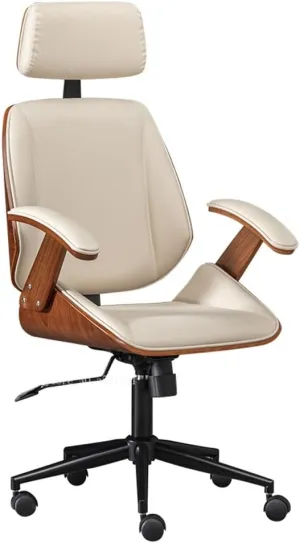 Ergonomic Comfortable Office Chair High Back PU Leather Executive Desk Chair Modern Casual Swivel Task Chair for Home Reading Room