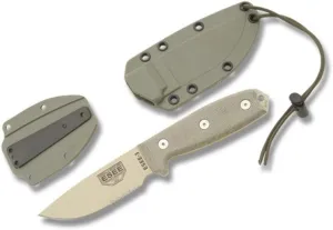 ESEE -3 Serrated Edge Blades & Micarta Handles with OD Green Sheath, Desert Tan