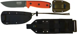 ESEE -4 Serrated Edge OD Blades with Orange G10 Handles and Black Molle Sheath