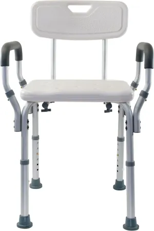 Essential Medical Supply Height Adjustable Shower and Bath Bench with Padded Arms, Contoured Back and Textured Shower Chair Seat - Perfect for The Bath and Shower