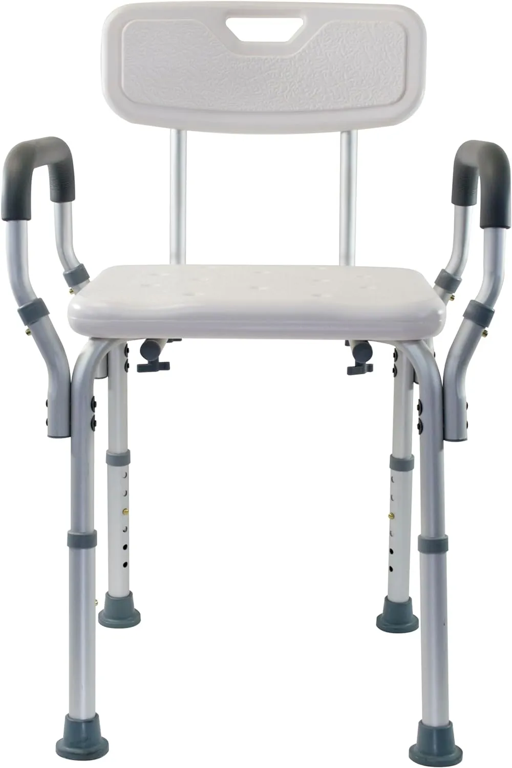 Essential Medical Supply Height Adjustable Shower and Bath Bench with Padded Arms, Contoured Back and Textured Shower Chair Seat - Perfect for The Bath and Shower