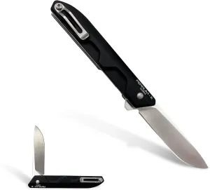 Extrema Ratio - Ferrum E (Black) Folding Knife, Böhler N690 Steel Blade 58 HRC, Black Finish, Smooth Aluminum Handle, Ergonomic Design, Compact and Durable, Italian Craftsmanship, Everyday Tool