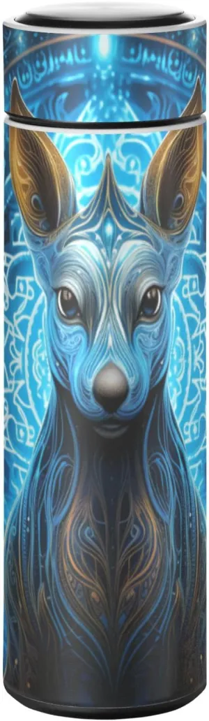 Fancy Blue Light Kangaroo Water Bottle Stainless Steel Insulated Vacuum Flask Leak Proof Thermos for Boys Girls