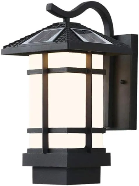 Fashion Creative Super Bright Light Solar Light IP55 Waterproof Rainproof Exterior Community Garden Porch Lighting Black Finish Sunpower Outdoor LED Wall Lamps Lantern Indoor and Outdoor
