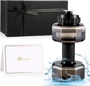 Father's Day 75Oz Dumbbell Water Bottle Gym Gifts for Men Weight Water Bottle Big Capacity Dumbbell Battle Jug with Card Box PETG Fitness Exercise for Father Husband Birthday Sports Gift