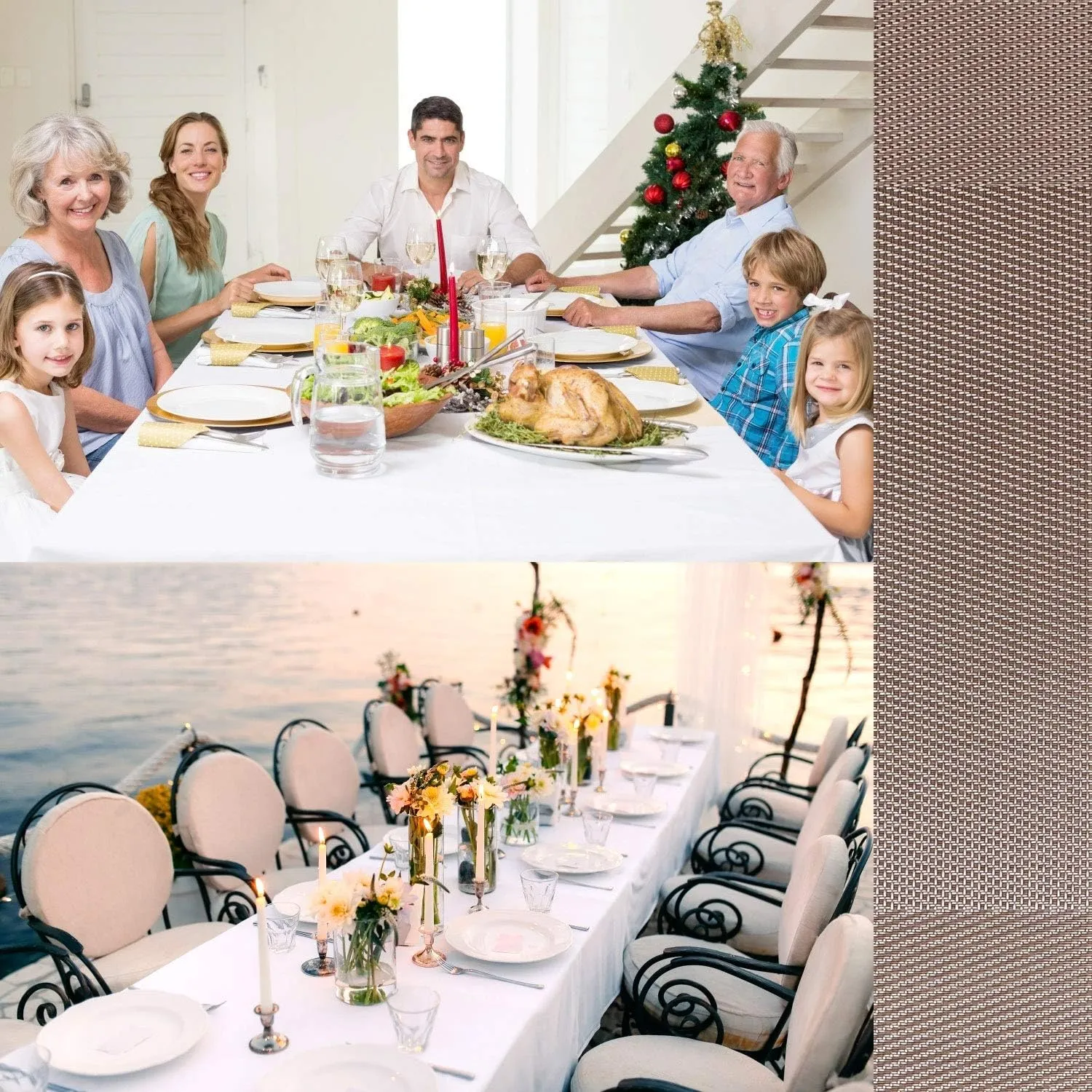 FGSAEOR Placemats Set of 6, Place Mats for Kitchen Dining Table, Heat-Resistant Anti-Skid Stain Washable PVC Table Mats, Easy to Cleaning Woven Vinyl Dinner Mats, Gold