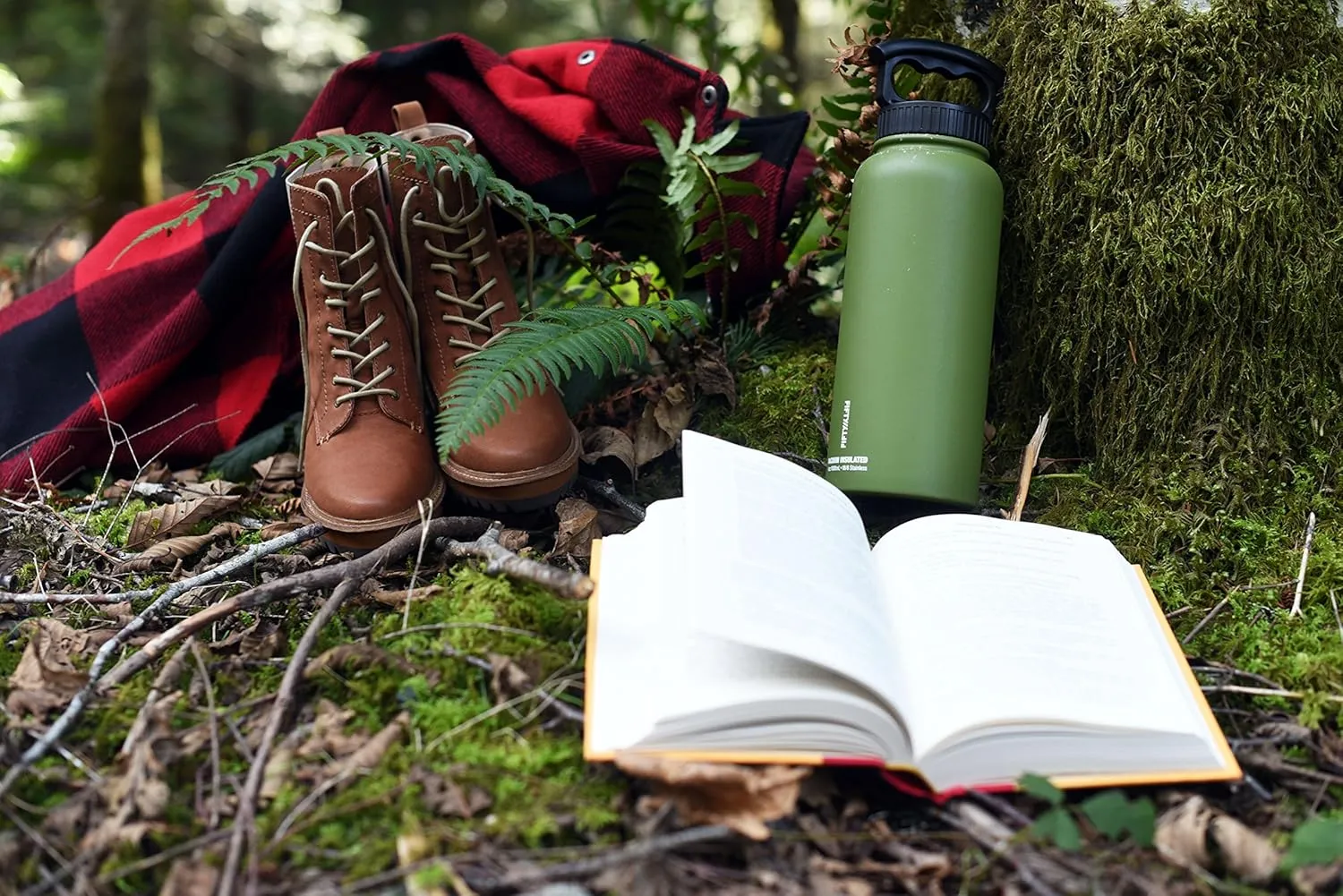 FIFTY/FIFTY Double Wall Vacuum Insulated Water Bottle, Stainless Steel, Wide Mouth with Three Finger Cap