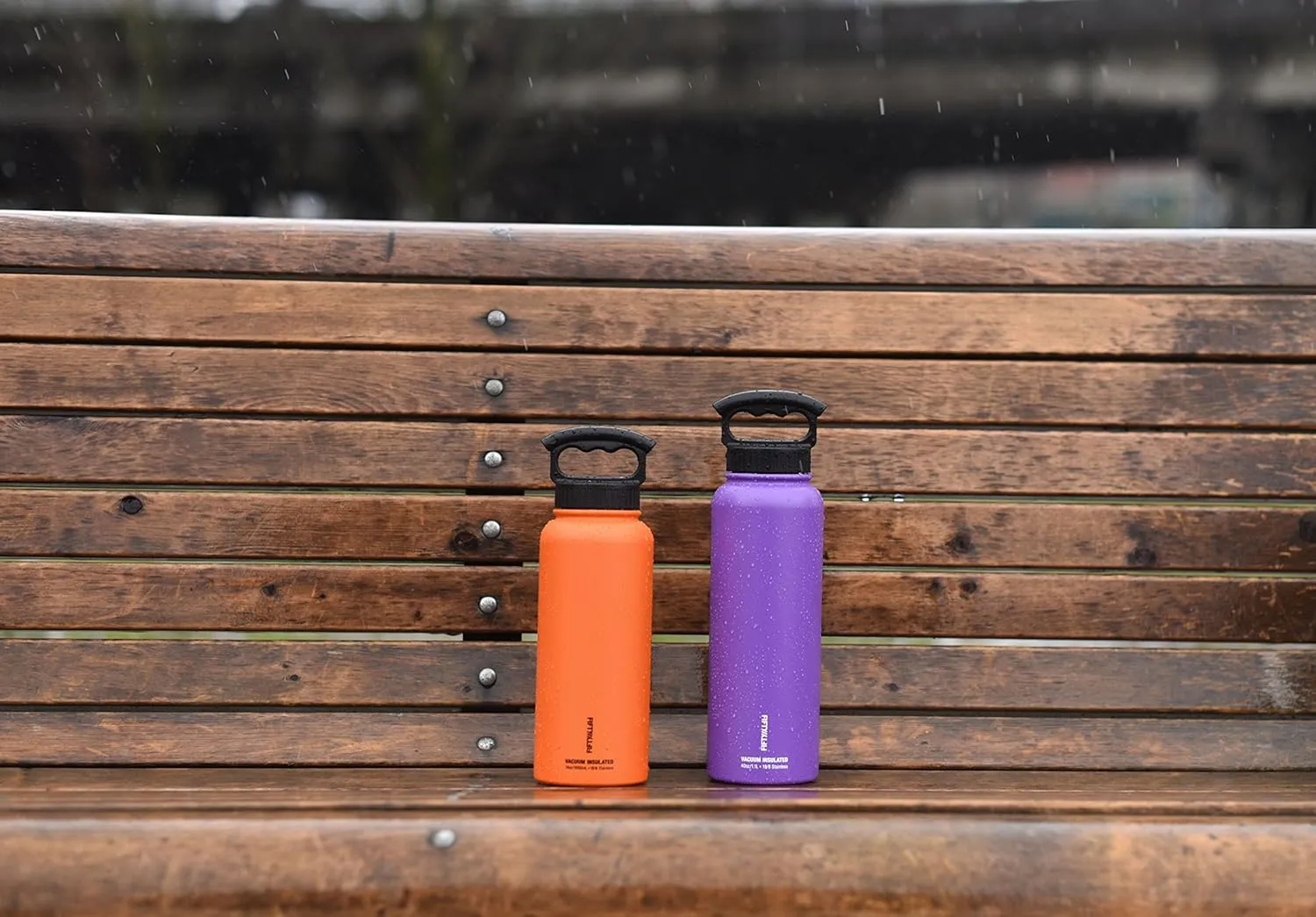 FIFTY/FIFTY Double Wall Vacuum Insulated Water Bottle, Stainless Steel, Wide Mouth with Three Finger Cap