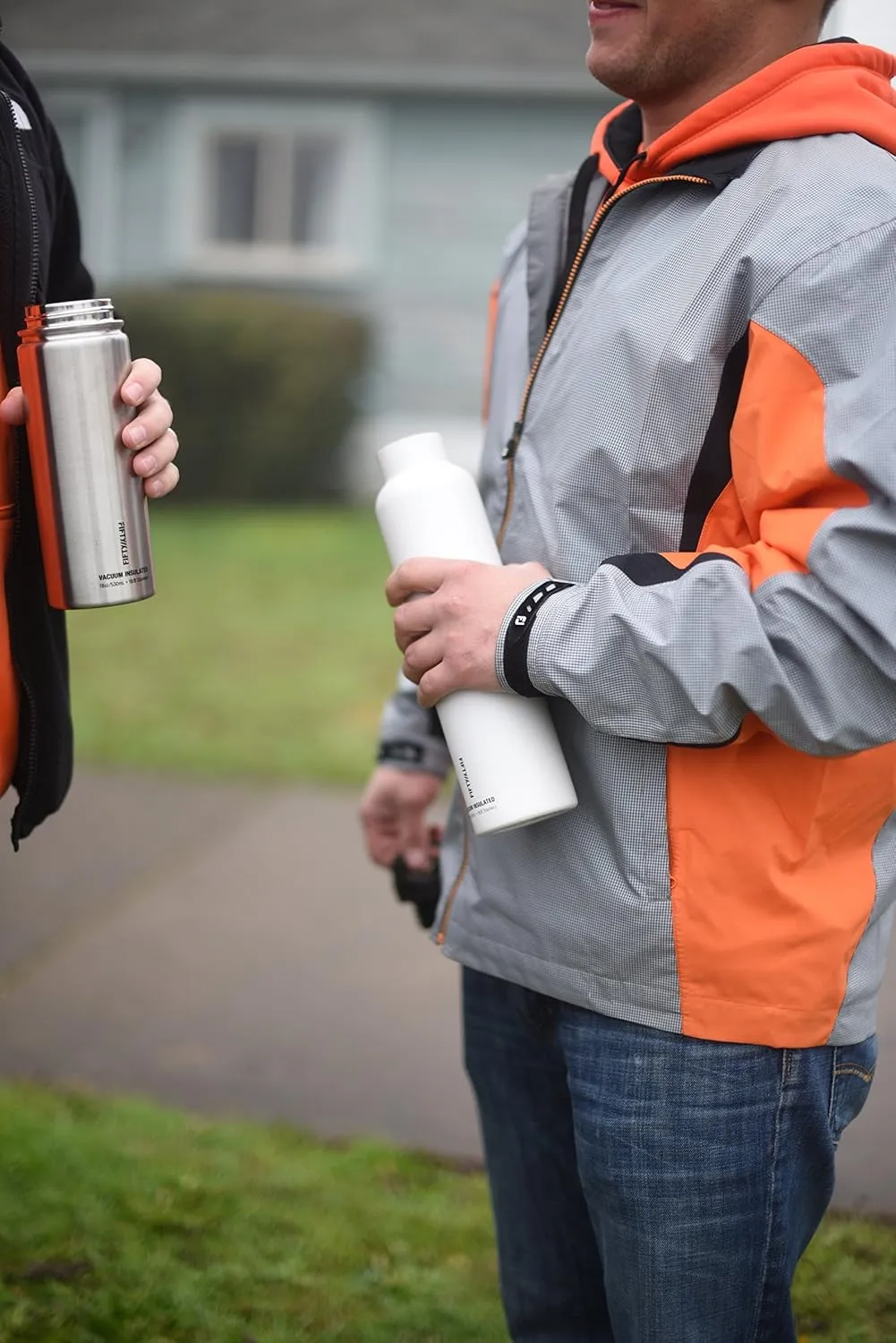 FIFTY/FIFTY Double Wall Vacuum Insulated Water Bottle, Stainless Steel, Wide Mouth with Three Finger Cap