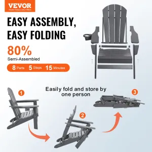 (FINAL PRICES ARE LOWER ON OUR SITE!) VEVOR Adirondack Chair Plastic Set of 2 All-Weather Folding Fire Pit Gray