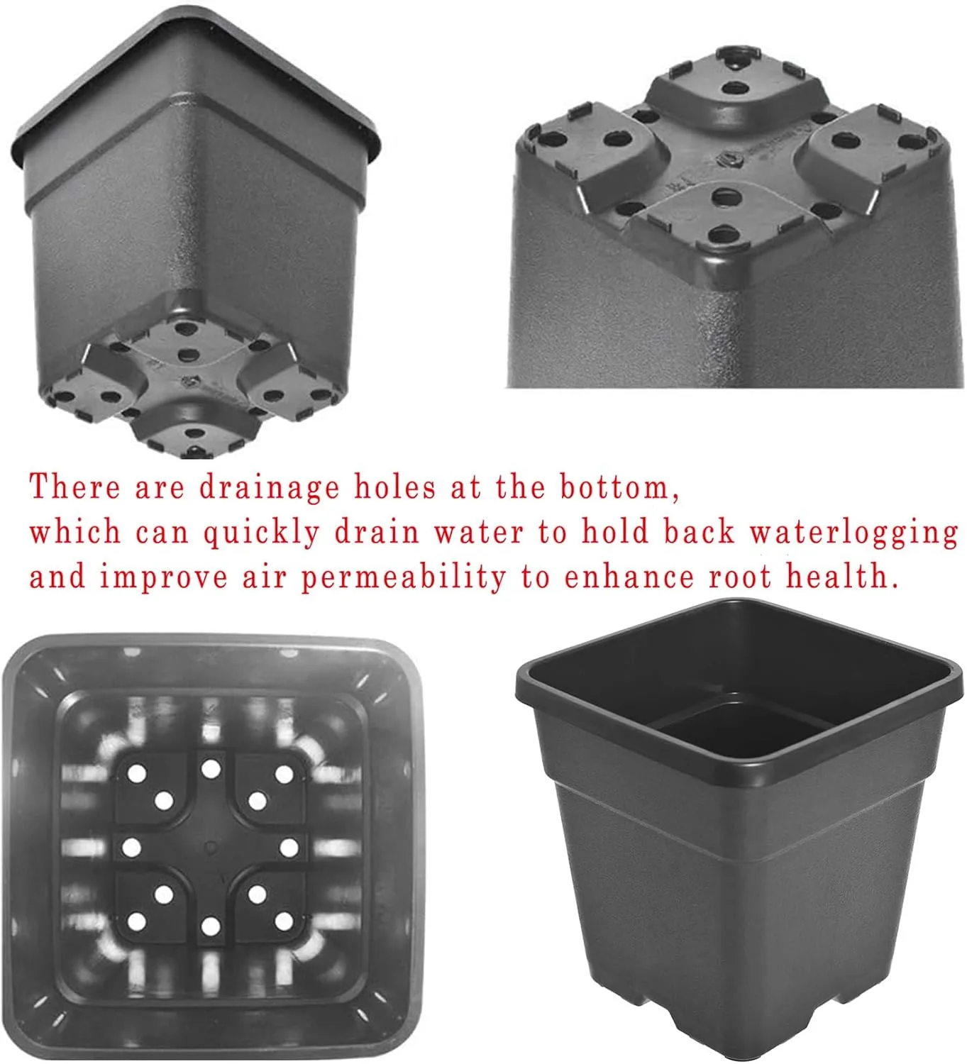 findmall 2 Gallon Square Black Nursery Pots Plant Pots Grow Pots Nursery Container for Planting Soil Plants 10 Pcs
