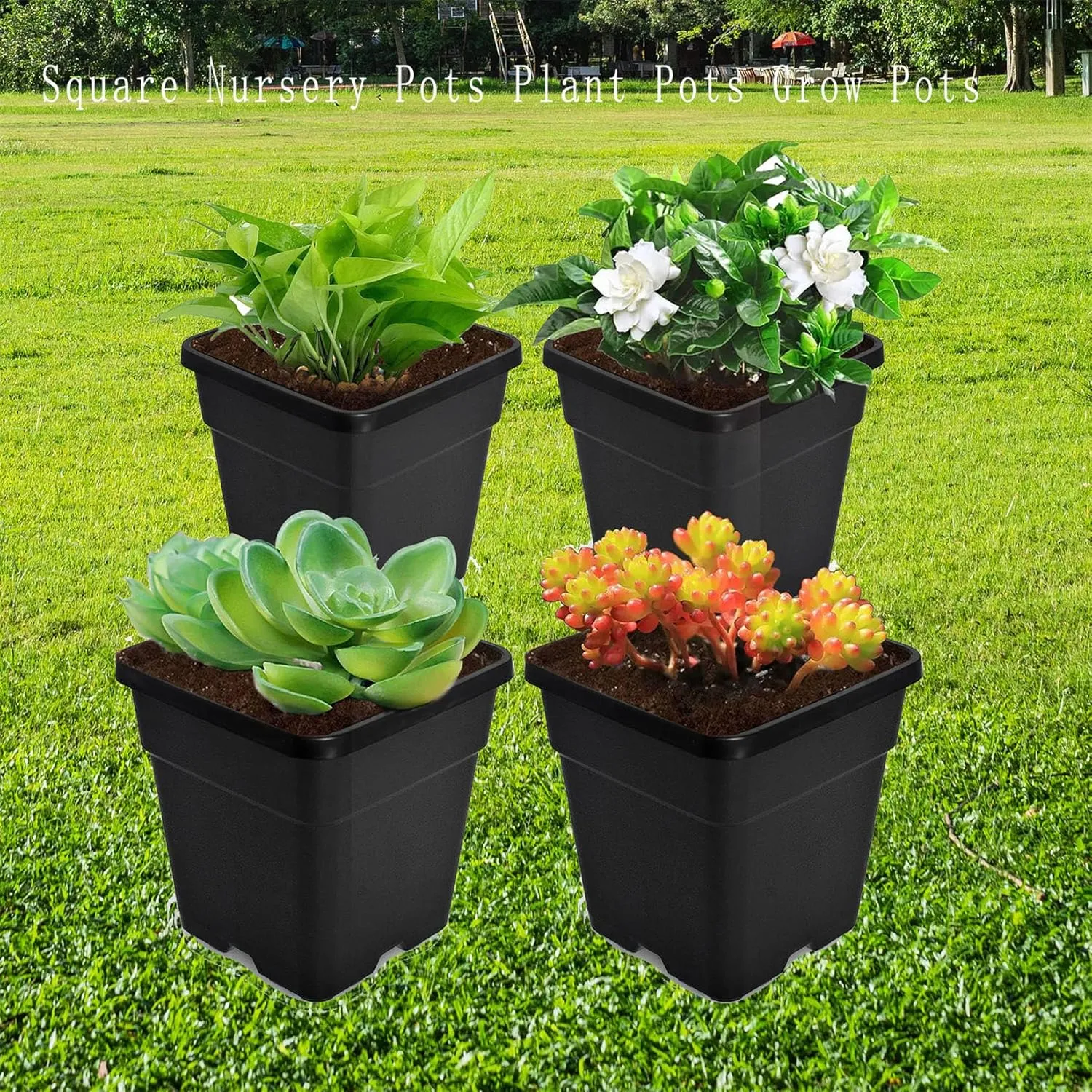 findmall 2 Gallon Square Black Nursery Pots Plant Pots Grow Pots Nursery Container for Planting Soil Plants 10 Pcs