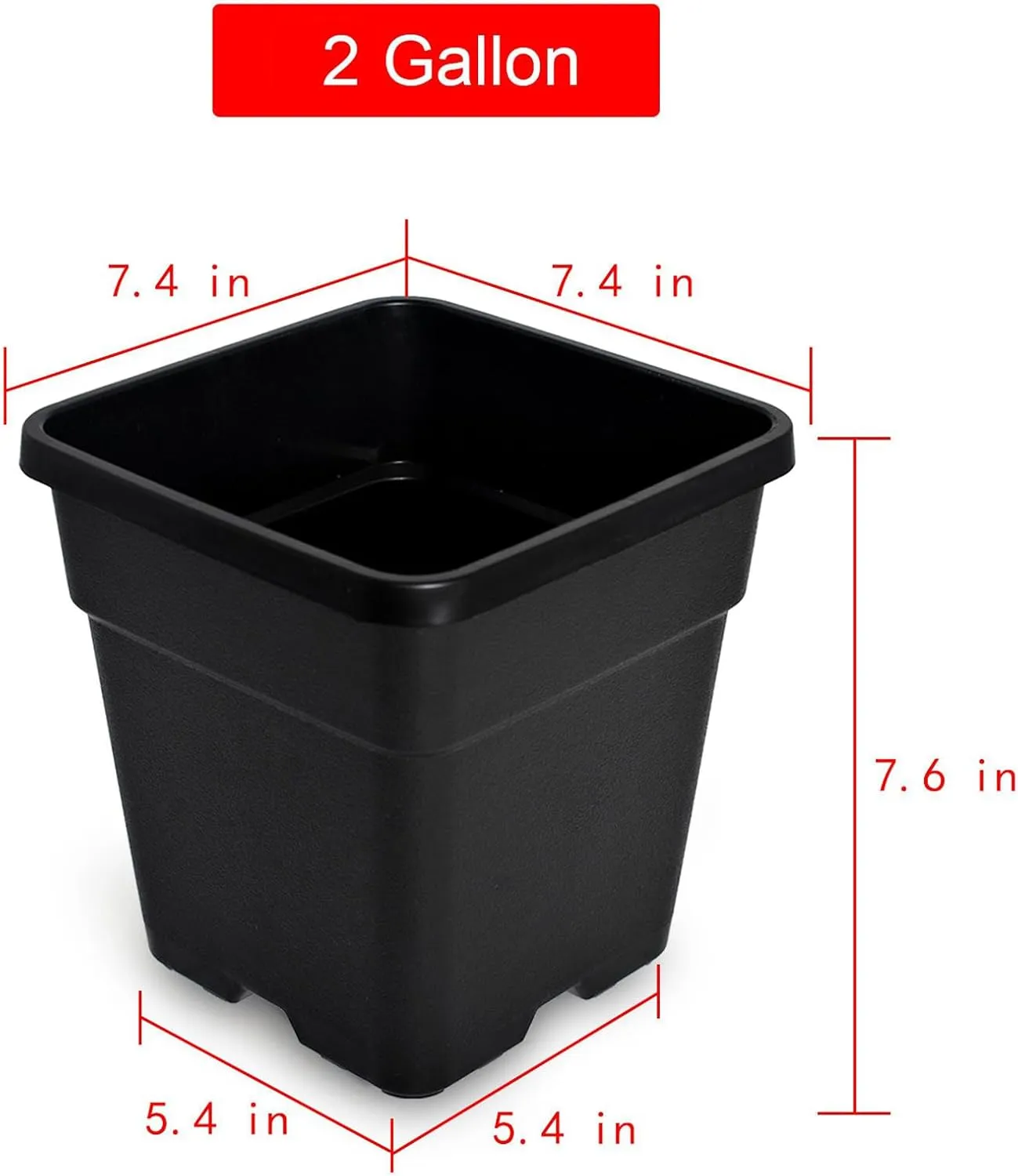 findmall 2 Gallon Square Black Nursery Pots Plant Pots Grow Pots Nursery Container for Planting Soil Plants 10 Pcs