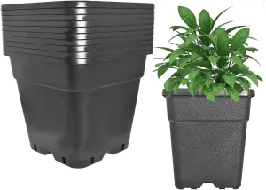 findmall 2 Gallon Square Black Nursery Pots Plant Pots Grow Pots Nursery Container for Planting Soil Plants 10 Pcs