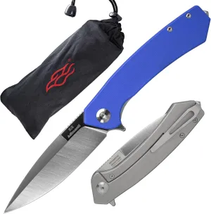 Firebird GANZO Adimanti Skimen Pocket Folding Knife G10 Anti-Slip Handle with Clip and Glass Breaker D2 Steel Blade Hunting Fishing Camping Outdoor Folder EDC Pocket Knife (Blue)