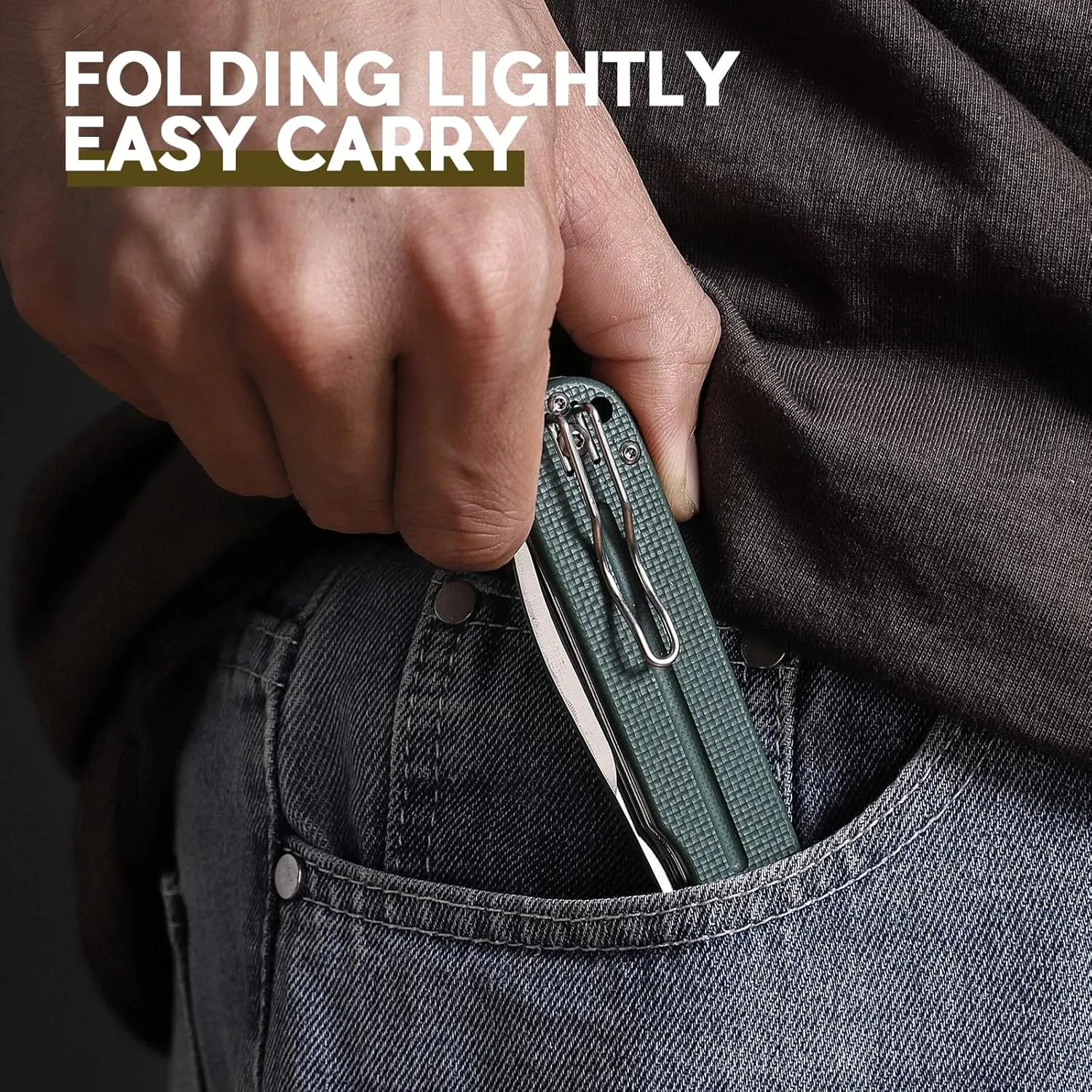 Firebird GANZO FH922-GB Pocket Folding Knife D2 Steel Blade G10 Anti-Slip Handle with Clip Camping Hunting Fishing Outdoor EDC Utility Pocket Knife Best Father's Day Gift (Green)