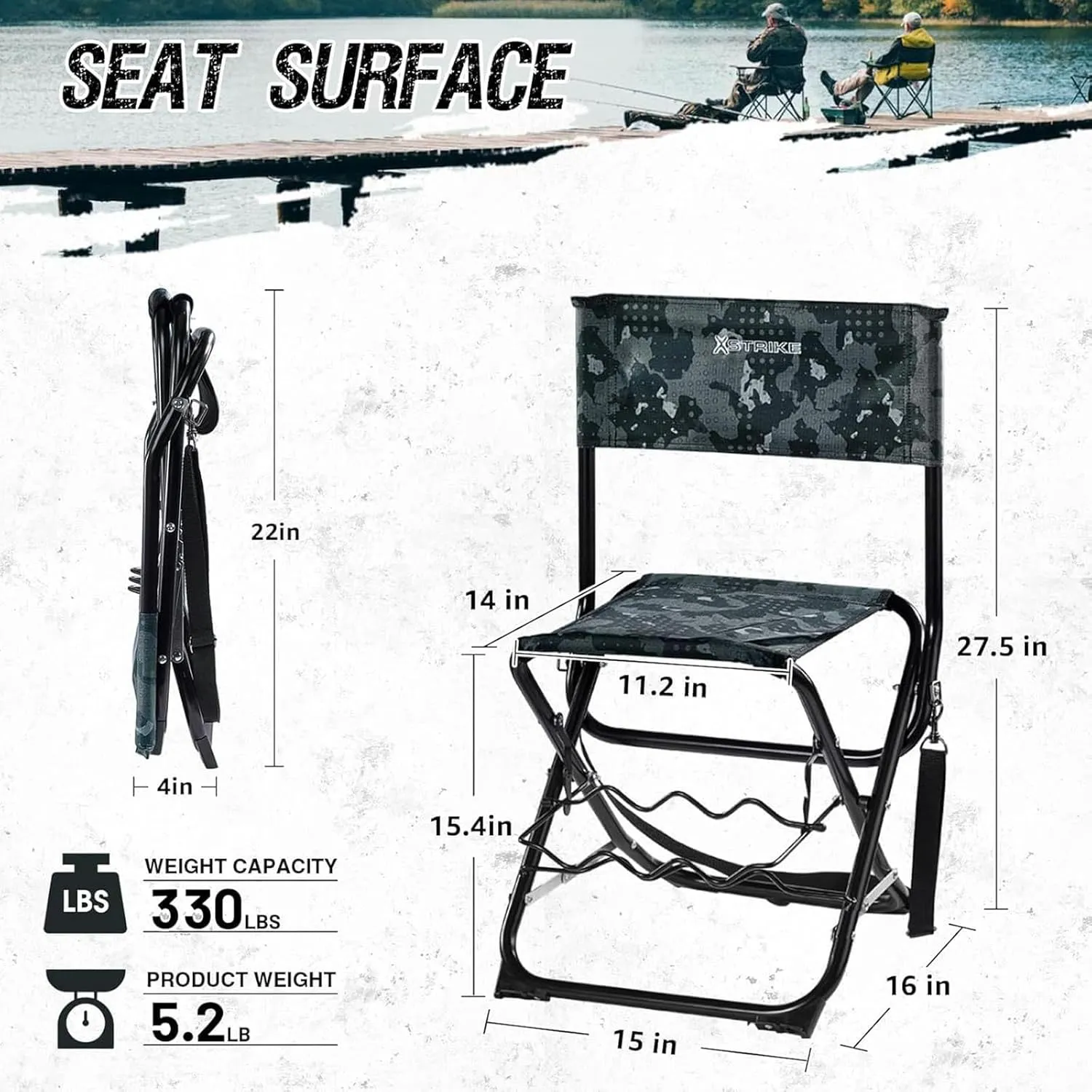 Fishing Chairs with Rod Holder Outdoor Folding Fishing Stool