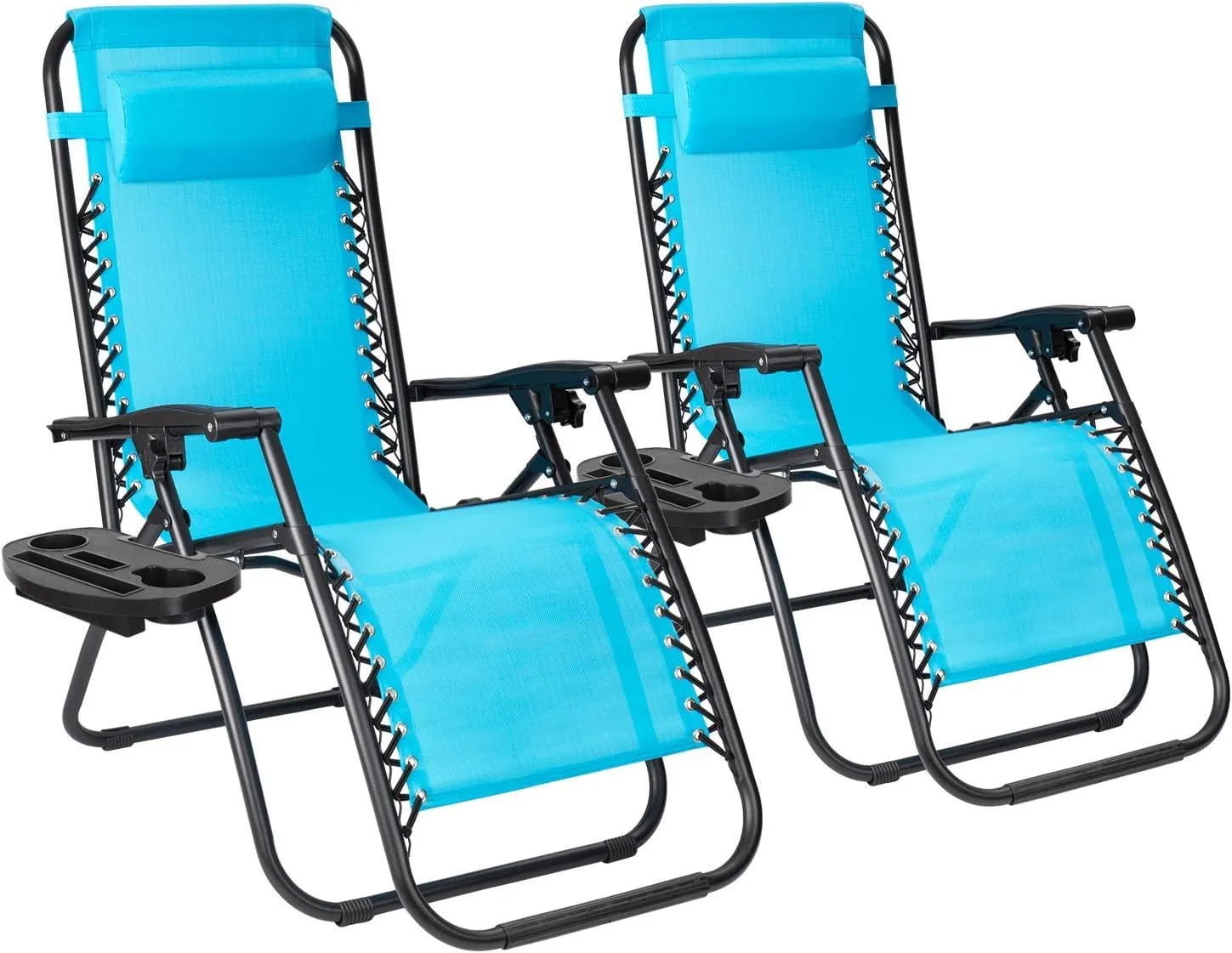 Flamaker Patio Zero Gravity Chair Outdoor Folding Lounge Chair Recliners Adjustable Lawn Lounge Chair with Pillow for Poolside, Yard and Camping (Blue)