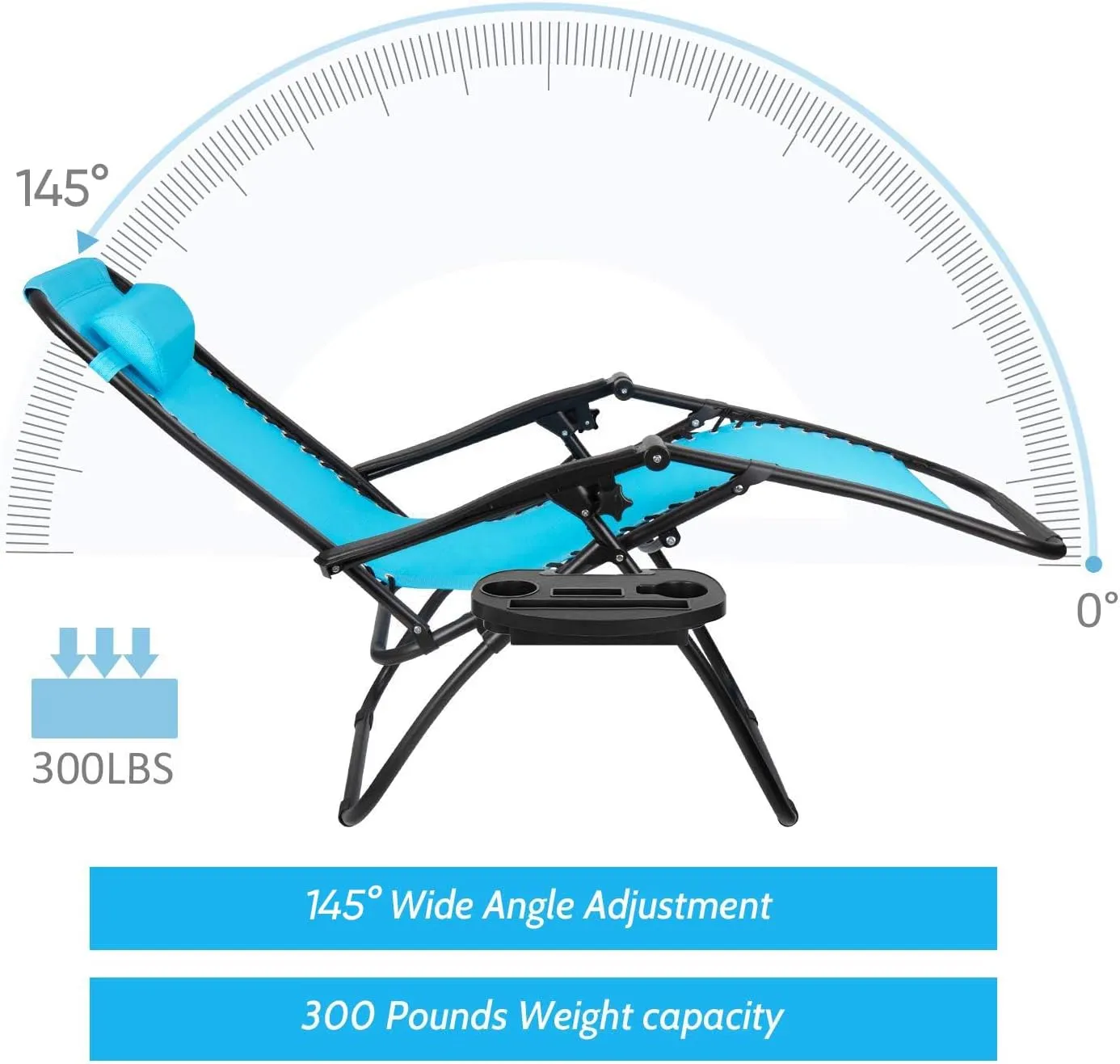 Flamaker Patio Zero Gravity Chair Outdoor Folding Lounge Chair Recliners Adjustable Lawn Lounge Chair with Pillow for Poolside, Yard and Camping (Blue)