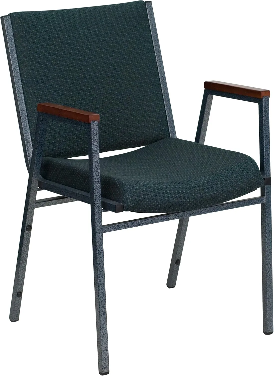 Flash Furniture 4 Pack HERCULES Series Heavy Duty Green Patterned Fabric Stack Chair with Arms