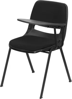 Flash Furniture Black Padded Ergonomic Shell Chair with Left Handed Flip-Up Tablet Arm