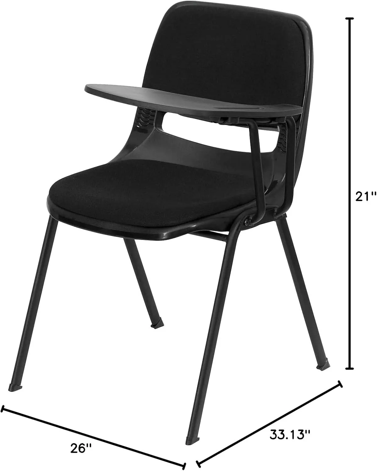 Flash Furniture Black Padded Ergonomic Shell Chair with Left Handed Flip-Up Tablet Arm