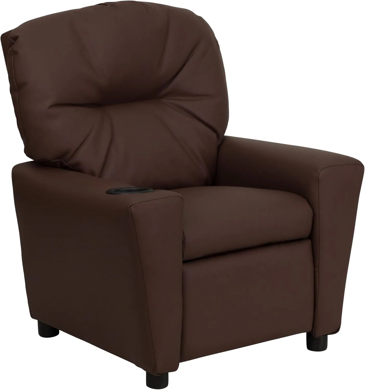 Flash Furniture Chandler LeatherSoft Kids Recliner with Cup Holder and Safety Recline, Contemporary Reclining Chair for Kids, Supports up to 90 lbs., Brown