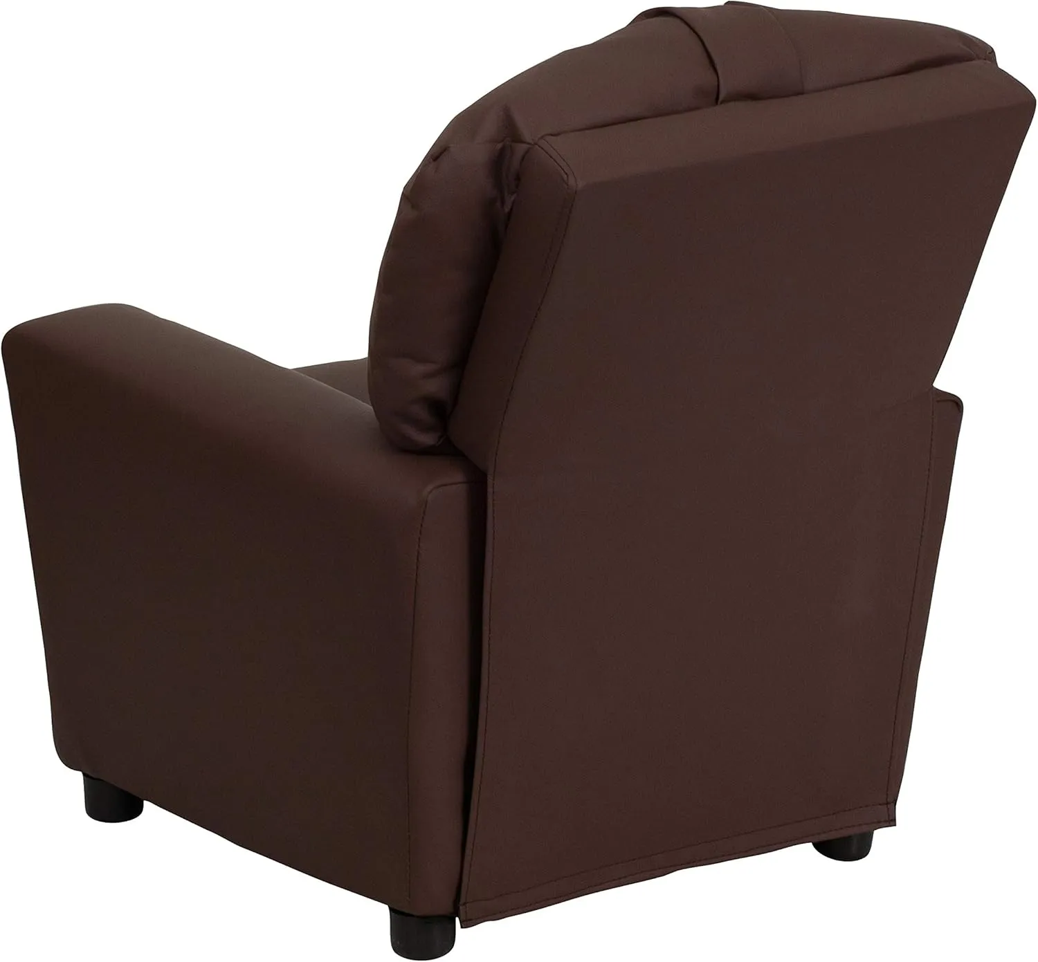 Flash Furniture Chandler LeatherSoft Kids Recliner with Cup Holder and Safety Recline, Contemporary Reclining Chair for Kids, Supports up to 90 lbs., Brown
