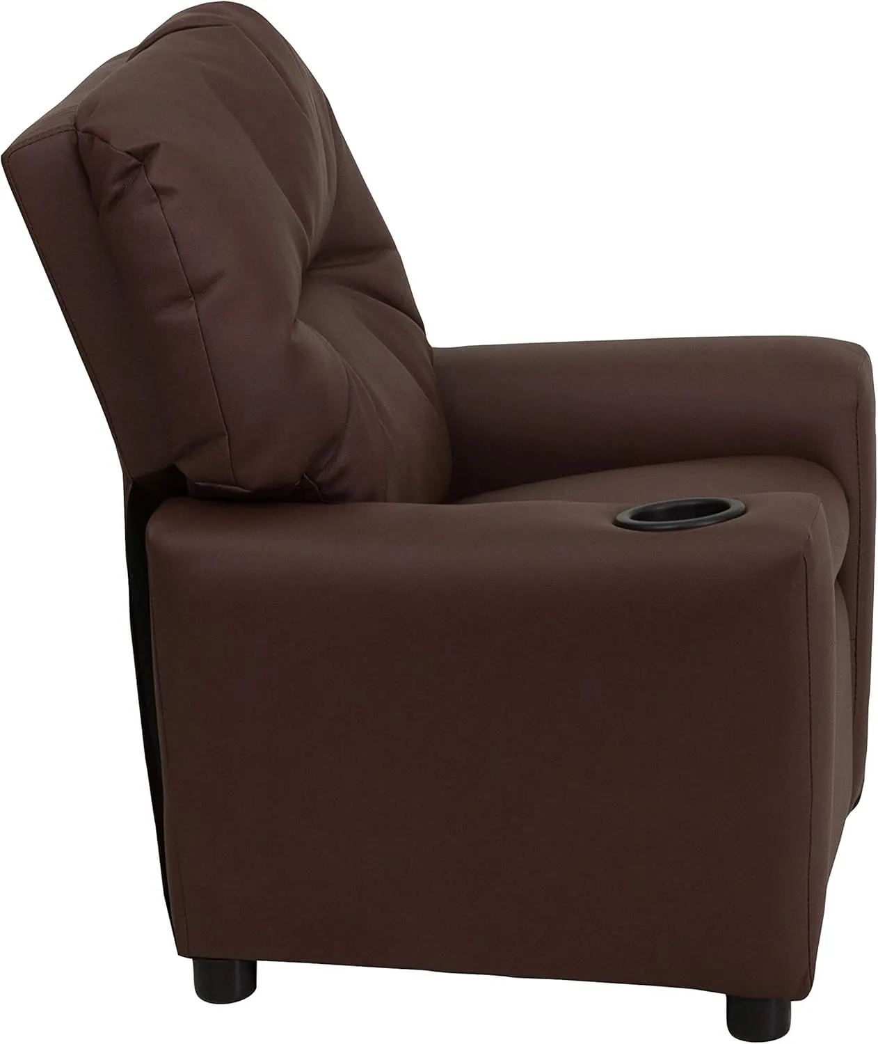 Flash Furniture Chandler LeatherSoft Kids Recliner with Cup Holder and Safety Recline, Contemporary Reclining Chair for Kids, Supports up to 90 lbs., Brown