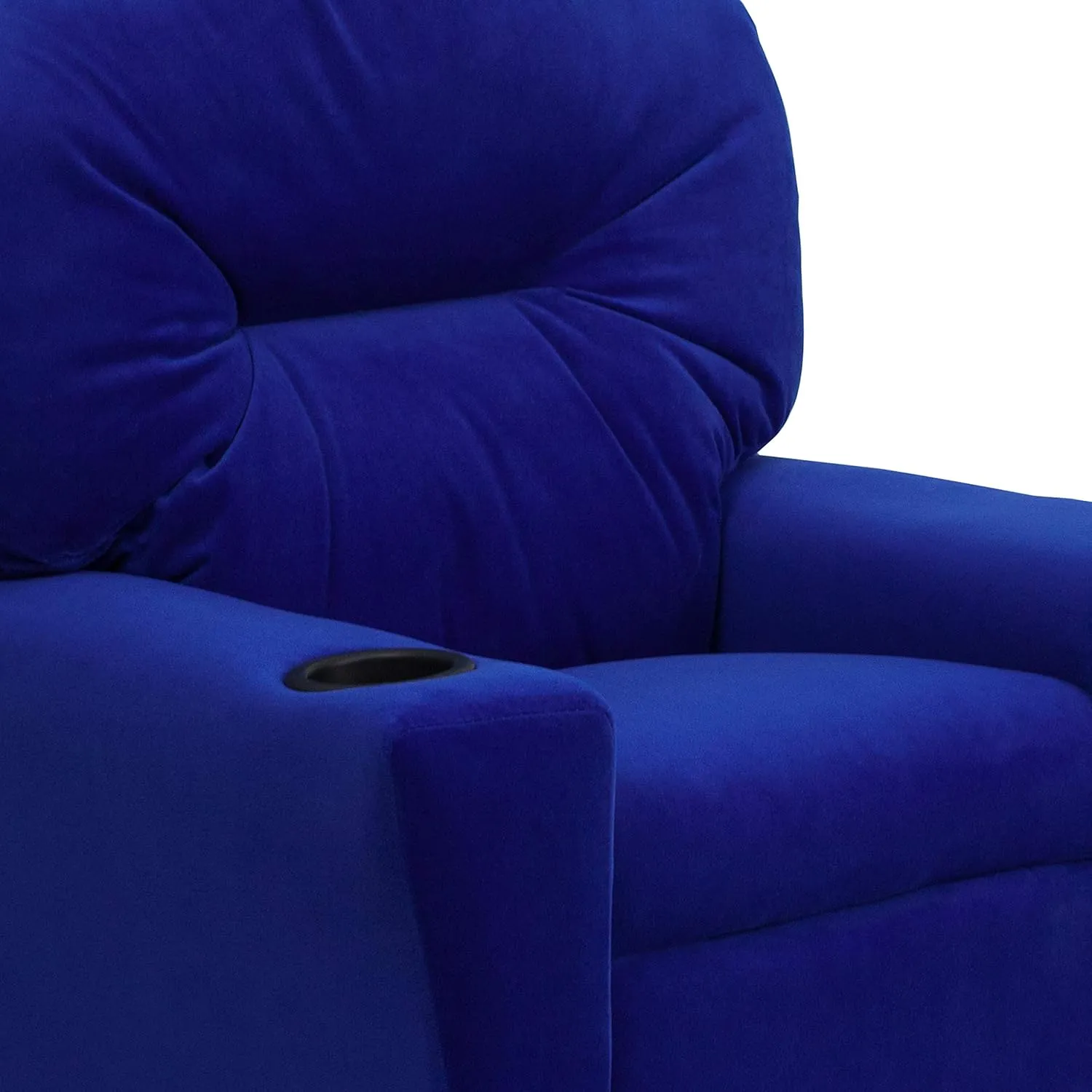 Flash Furniture Chandler Microfiber Kids Recliner with Cup Holder and Safety Recline, Contemporary Reclining Chair for Kids, Supports up to 90 lbs., Blue