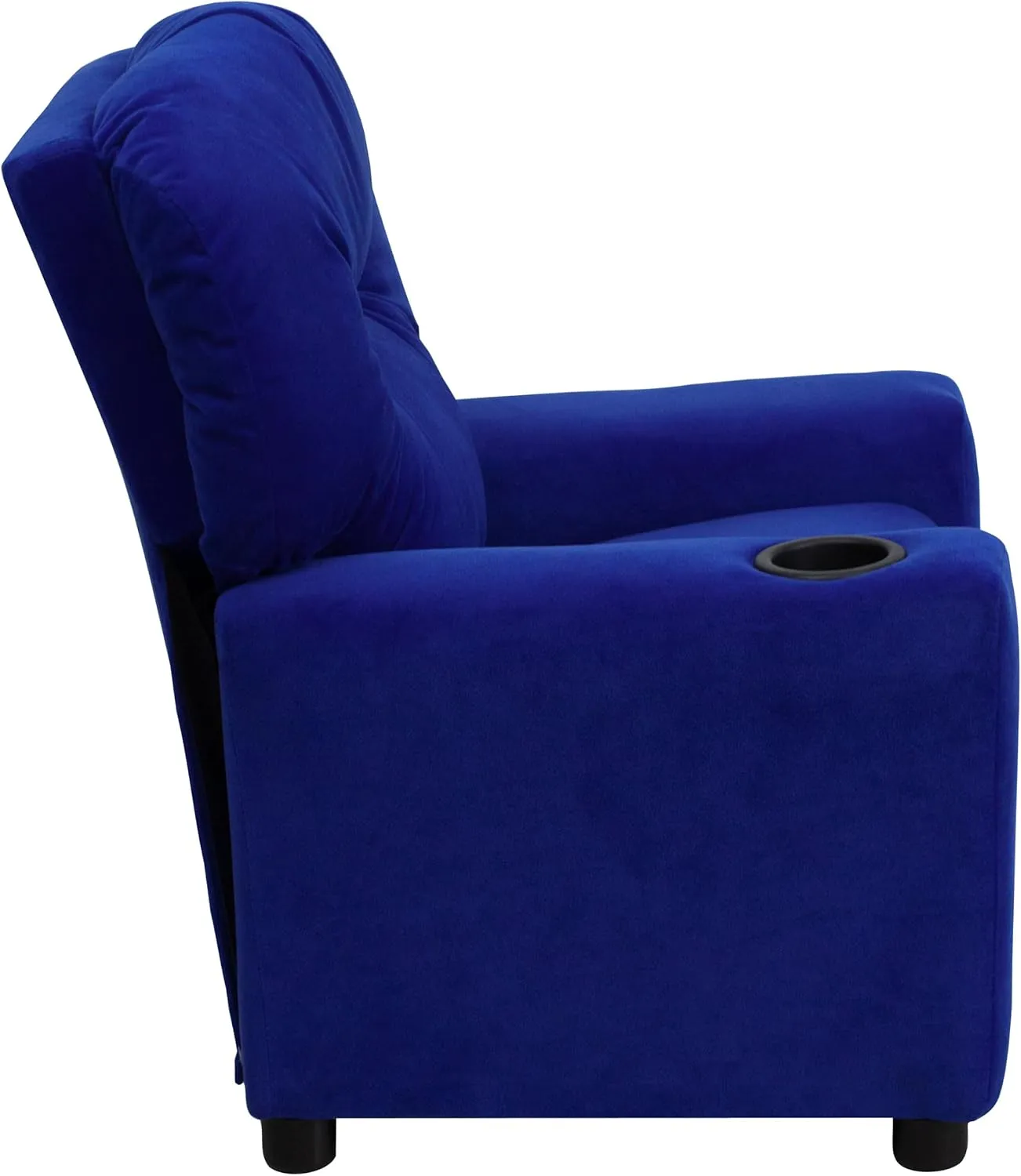 Flash Furniture Chandler Microfiber Kids Recliner with Cup Holder and Safety Recline, Contemporary Reclining Chair for Kids, Supports up to 90 lbs., Blue
