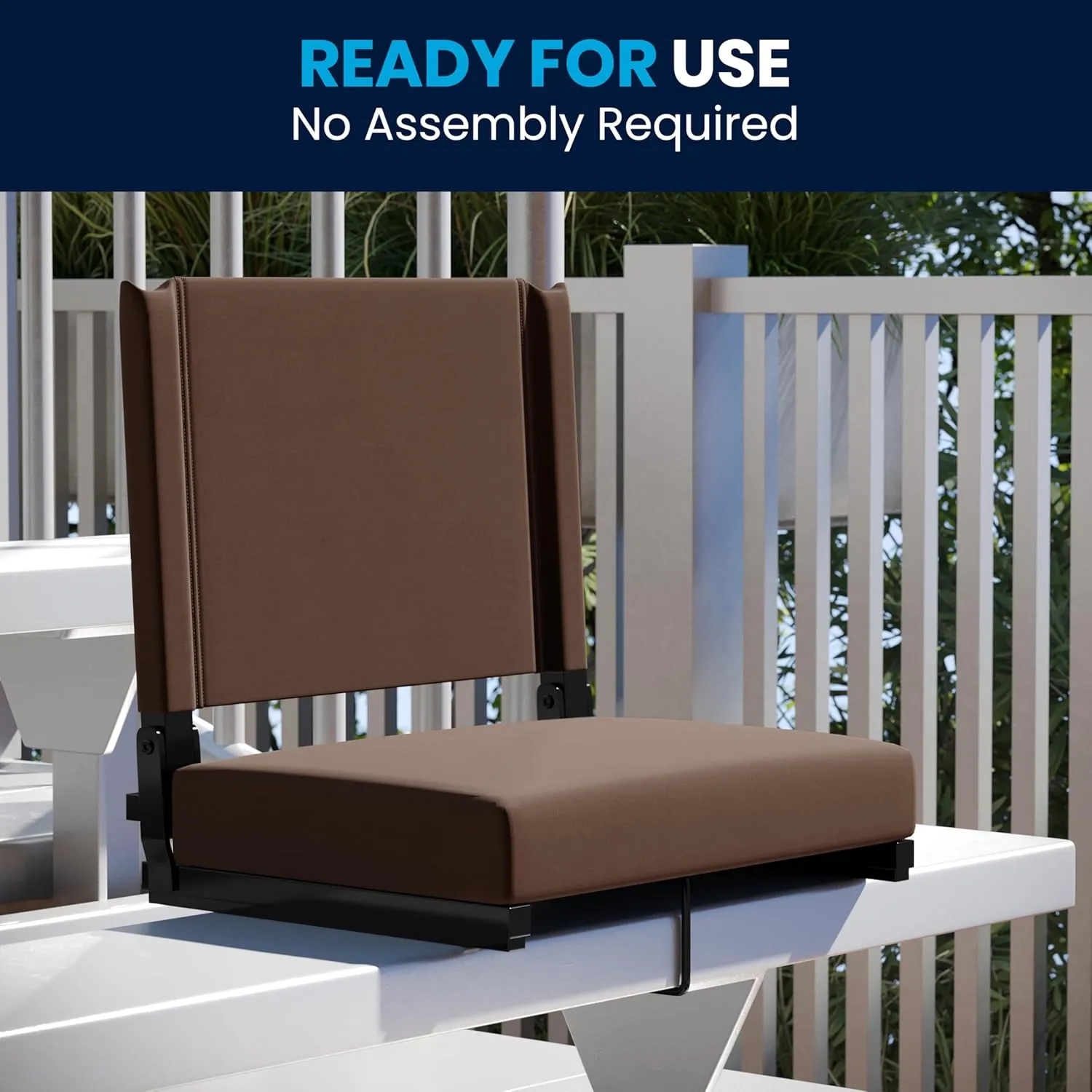 Flash Furniture Grandstand Portable Stadium Seats for Bleachers or Benches, Folding Padded Stadium Chairs with Handle, Pack of 2, 500 lb. Weight Capacity, Brown