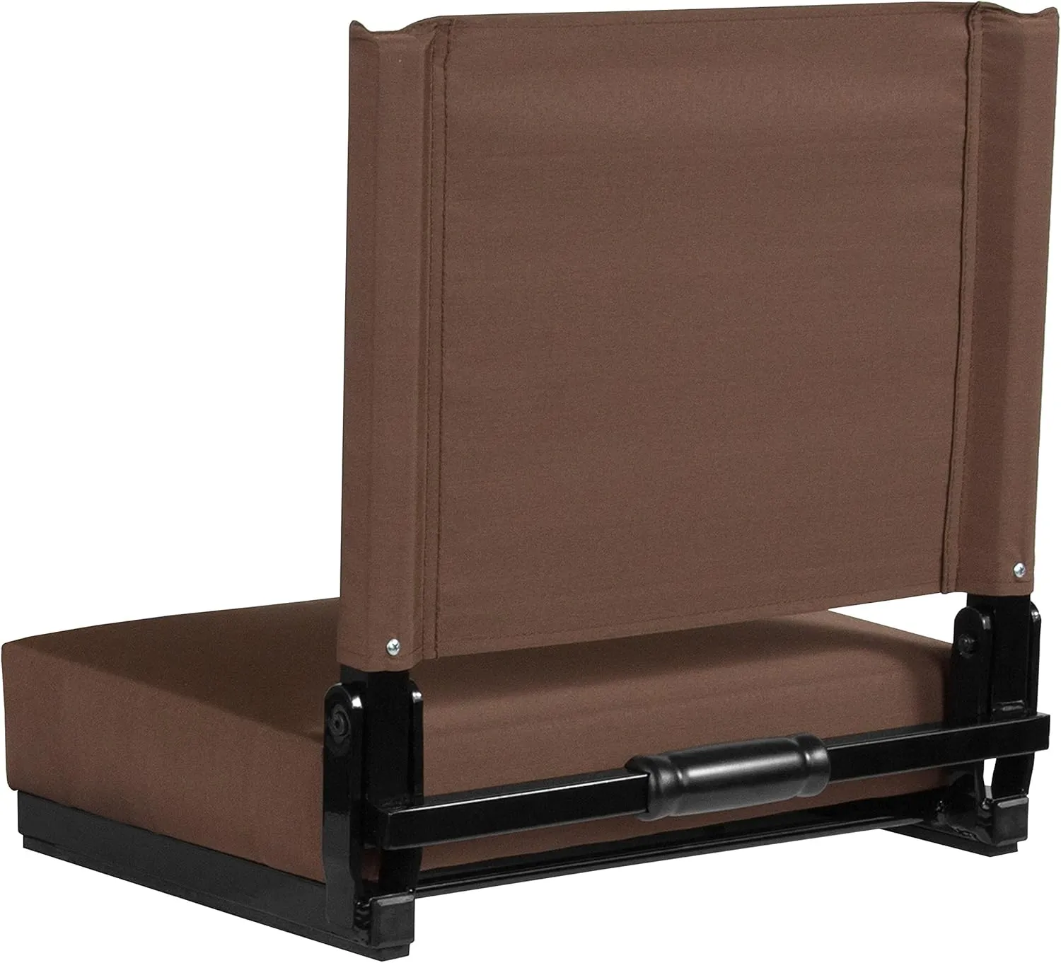 Flash Furniture Grandstand Portable Stadium Seats for Bleachers or Benches, Folding Padded Stadium Chairs with Handle, Pack of 2, 500 lb. Weight Capacity, Brown