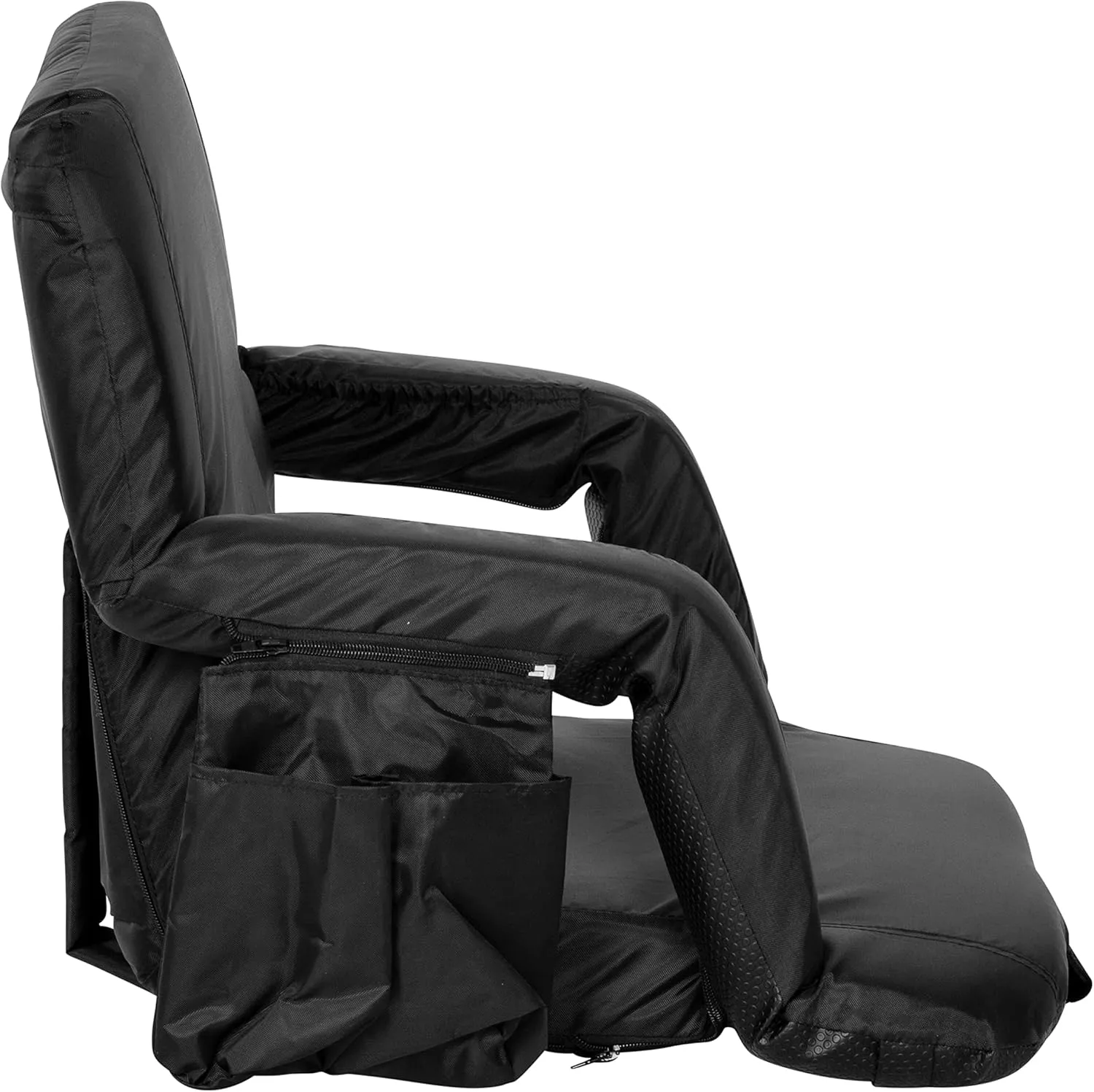 Flash Furniture Malta Extra Wide Portable Stadium Seat for Bleachers or Benches, Padded Stadium Chair with Backpack Straps and Storage, 265 lb. Weight Capacity, Black