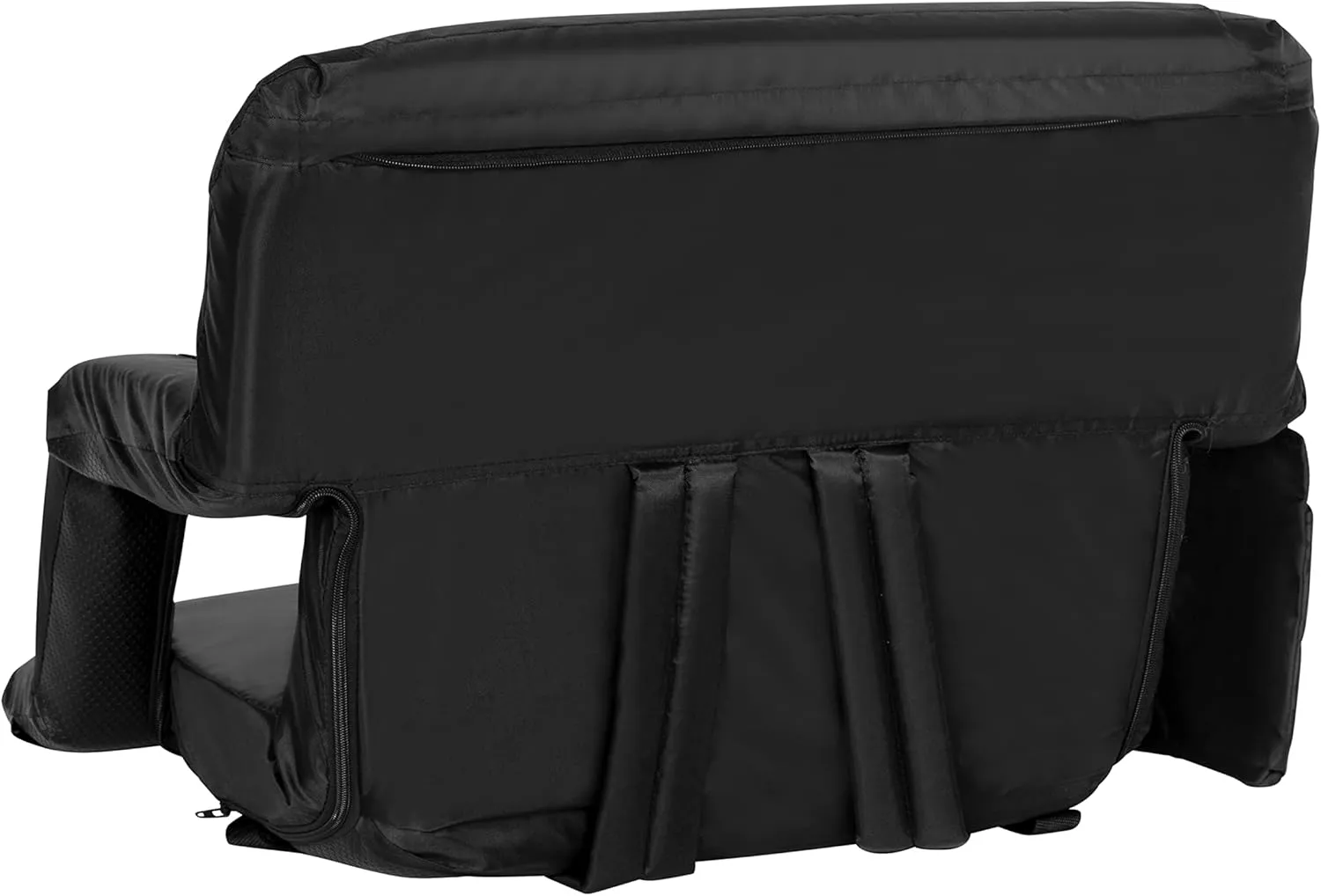 Flash Furniture Malta Extra Wide Portable Stadium Seat for Bleachers or Benches, Padded Stadium Chair with Backpack Straps and Storage, 265 lb. Weight Capacity, Black