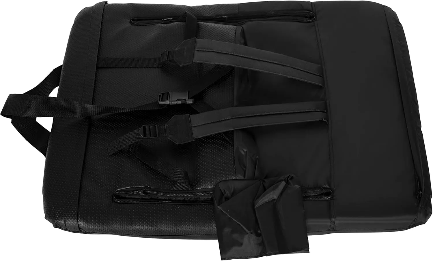 Flash Furniture Malta Extra Wide Portable Stadium Seat for Bleachers or Benches, Padded Stadium Chair with Backpack Straps and Storage, 265 lb. Weight Capacity, Black