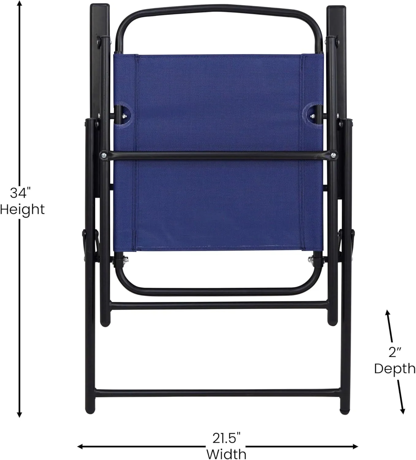 Flash Furniture Mystic Folding Patio Sling Chairs, Outdoor Textilene Lawn Chairs with Armrests, Set of 2, Navy