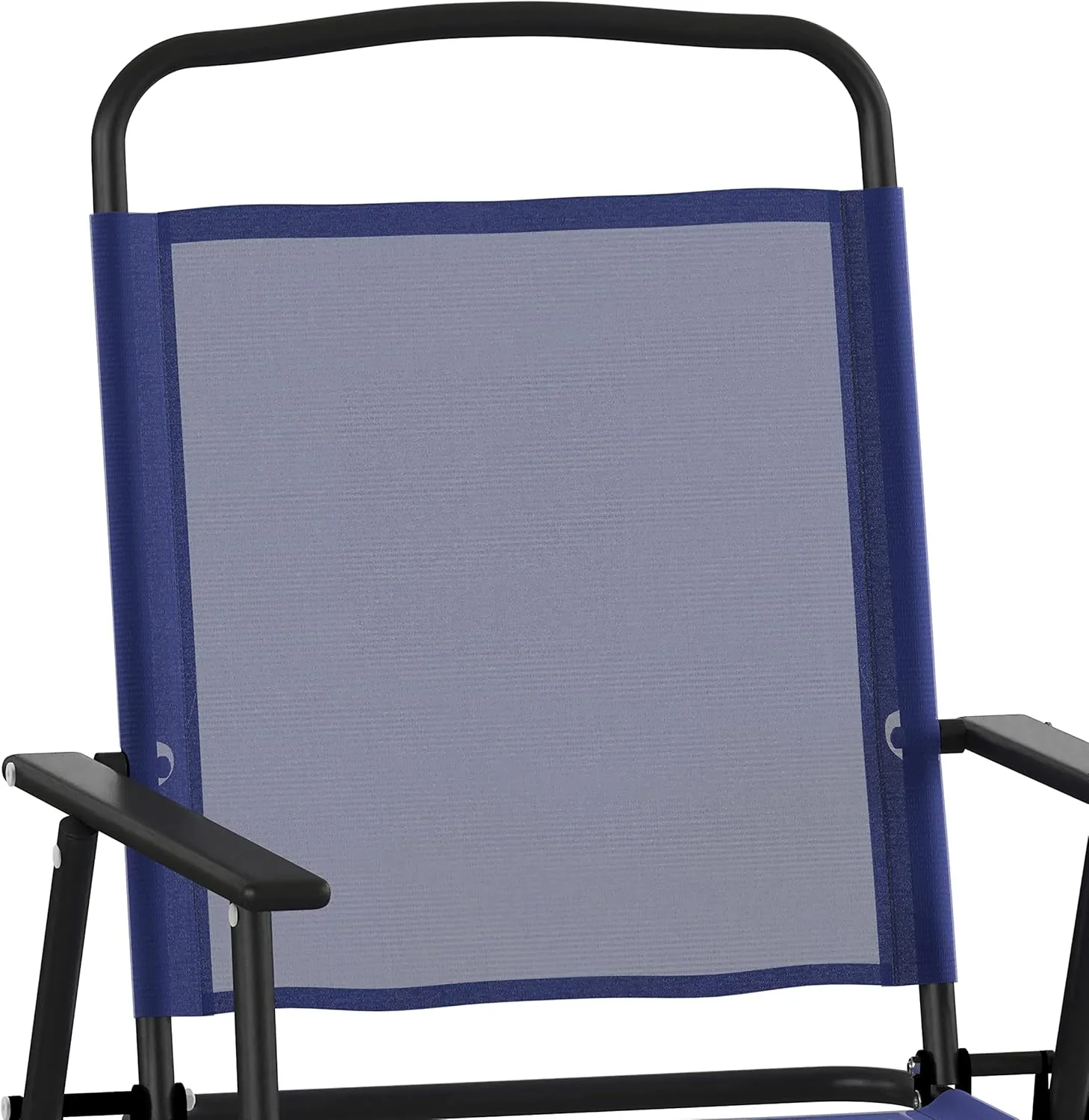 Flash Furniture Mystic Folding Patio Sling Chairs, Outdoor Textilene Lawn Chairs with Armrests, Set of 2, Navy