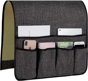 FLYILY Sofa Armrest Organizer Non-Slip Arm Chair Hanging Caddy Remote Control Holder for Magazine, Phone, Books, Glasses(DarkGrey,19in)