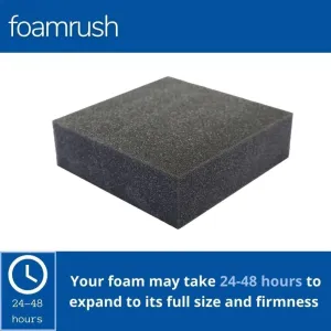 FoamRush 3" x 25" x 25" Charcoal High Density Upholstery Foam Cushion, Upholstery Sheet, Foam Padding, Seat Replacement, Wheelchair Seat & Chair Cushion Replacement, Square, Made in USA