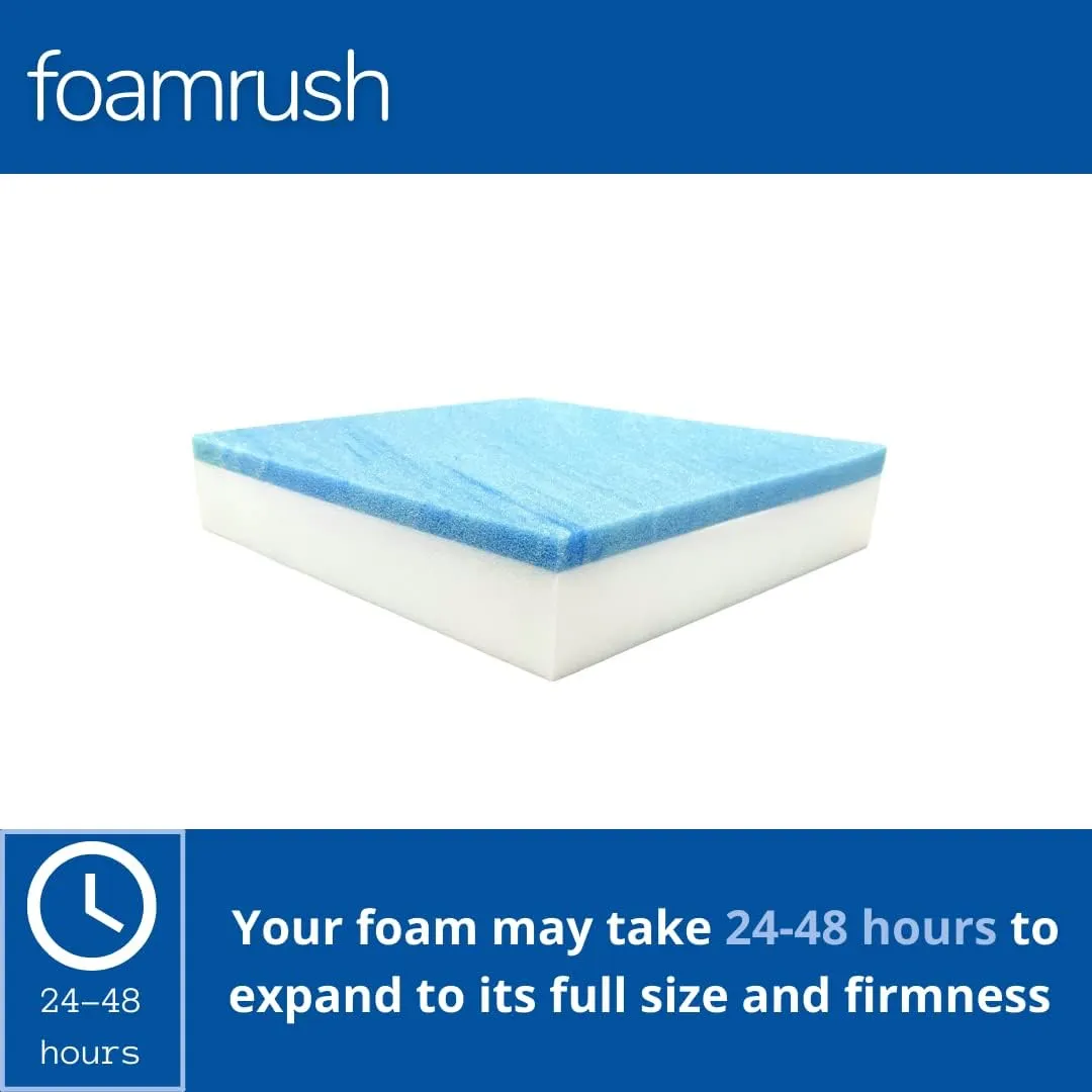FoamRush 3" x 25" x 25" Gel Memory Foam Bench Cushion Replacement Medium Firm (Upholstery Foam, Rubber Padding, Seat Replacement, Upholstery Sheet, Couch, Sofa Cushion, Mattress) Made in USA
