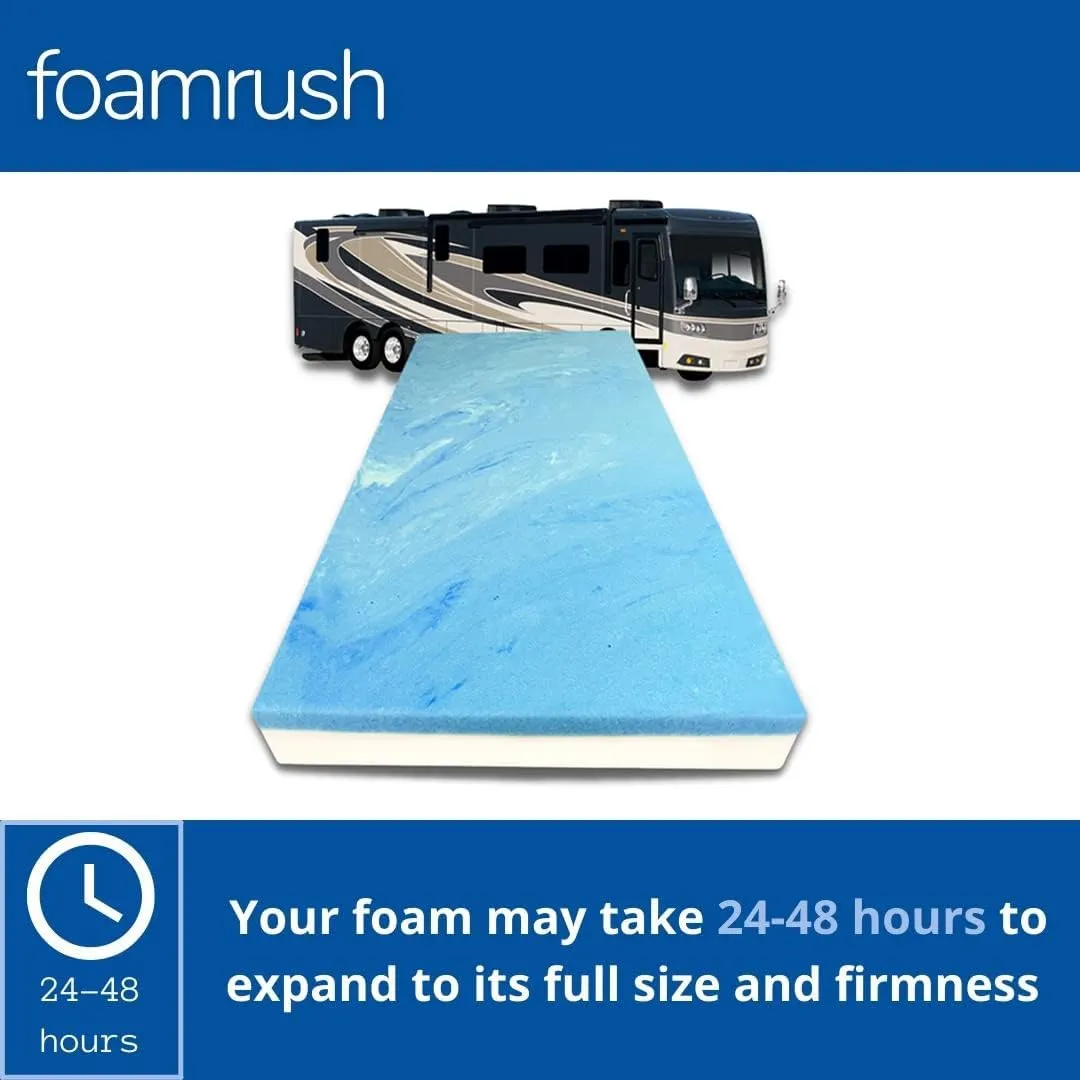 FoamRush 3" x 31" x 75" Bunk, Camping Cot Gel Memory Foam RV Mattress Replacement, Soft Support, Comfort, Pressure Relief, Made in USA, Travel Camper Trailer Truck, Cover Not Included