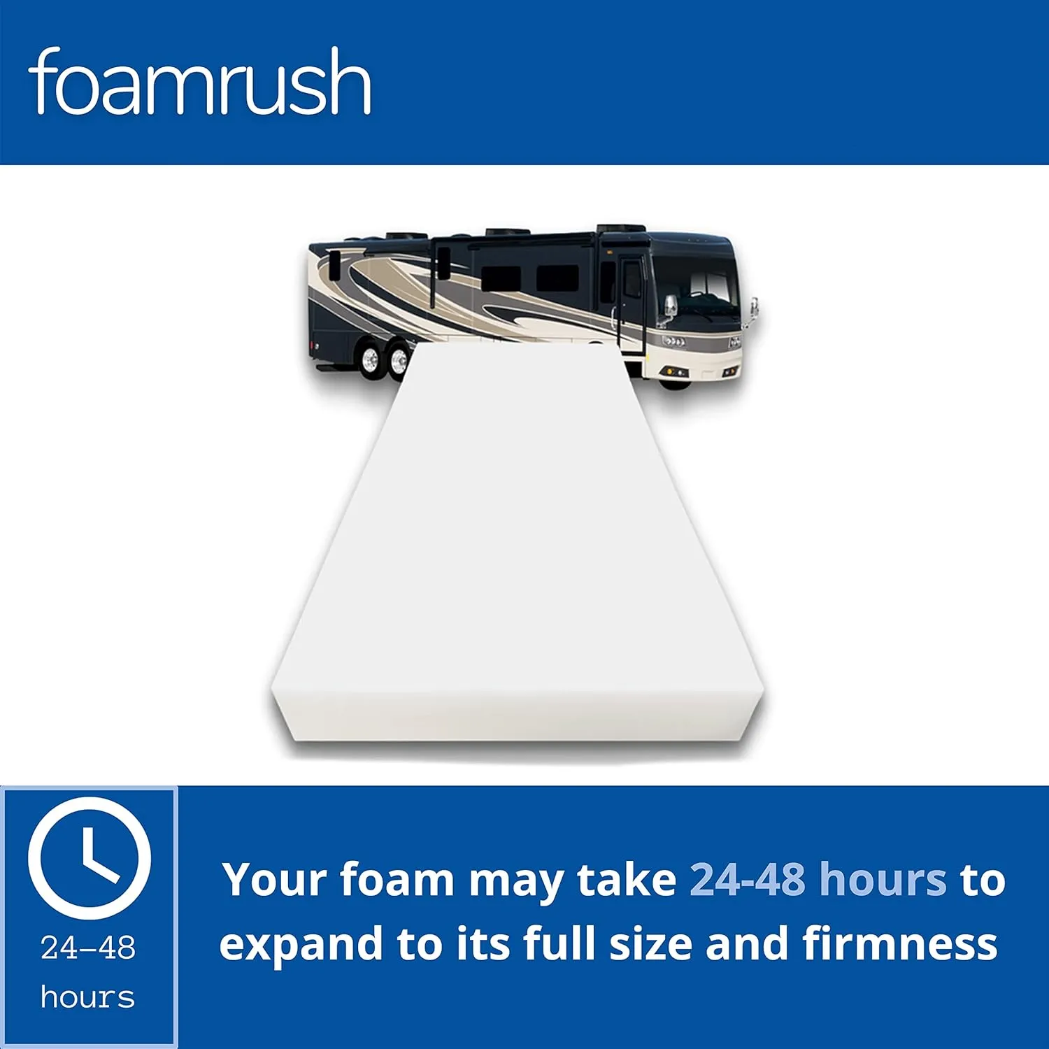 FoamRush 4-Inch Bunk (28" x 75") High Density Foam RV Mattress Replacement, Medium Firm, Pressure Relief Support, Travel Camper Trailer Truck, Made in USA, CertiPUR-US Certified, Cover Not Included