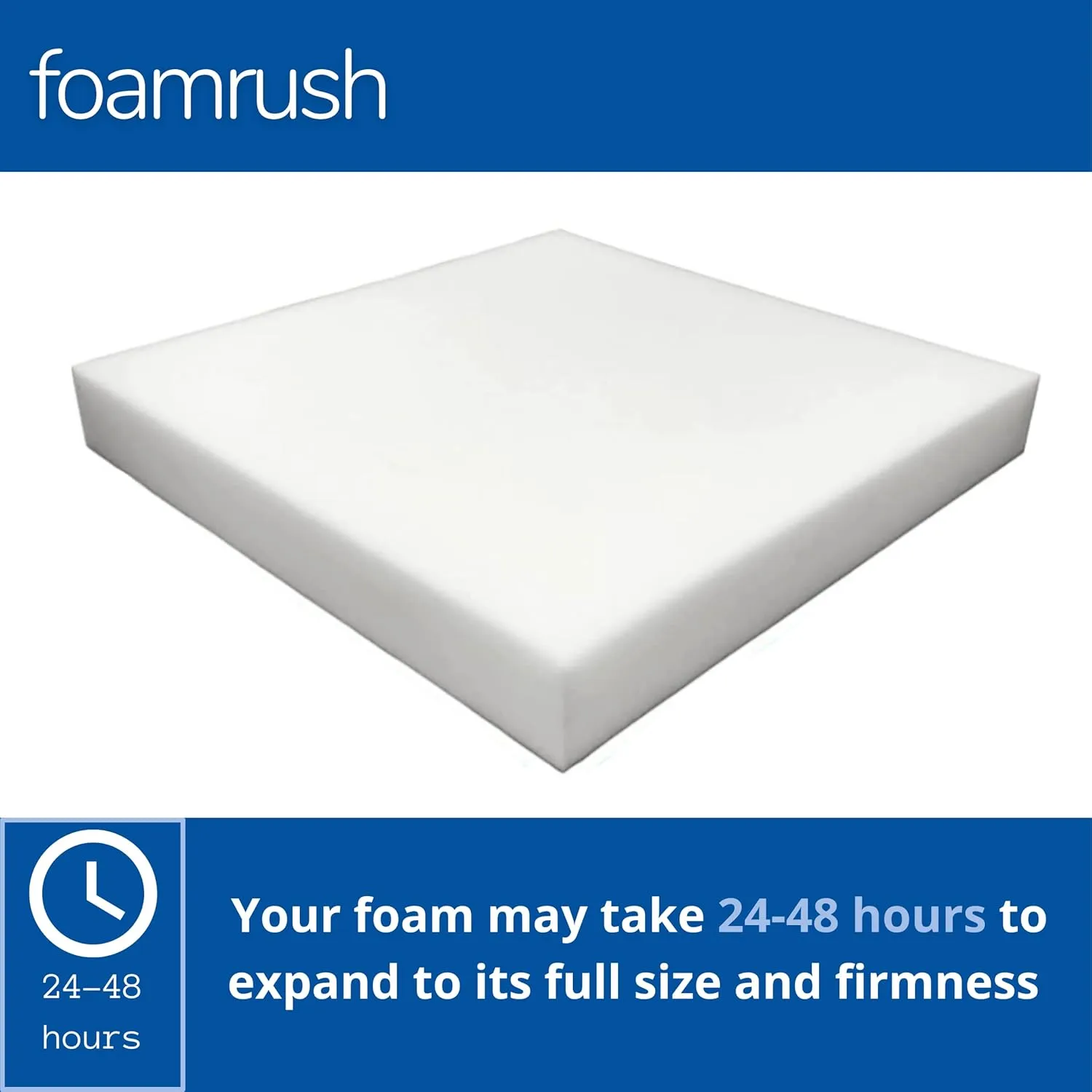 FoamRush 6" H x 24" W x 24" L Upholstery Foam Cushion High Density (Square Foam for Dining Chairs, Chair & Wheelchair Seat Cushion Replacement)