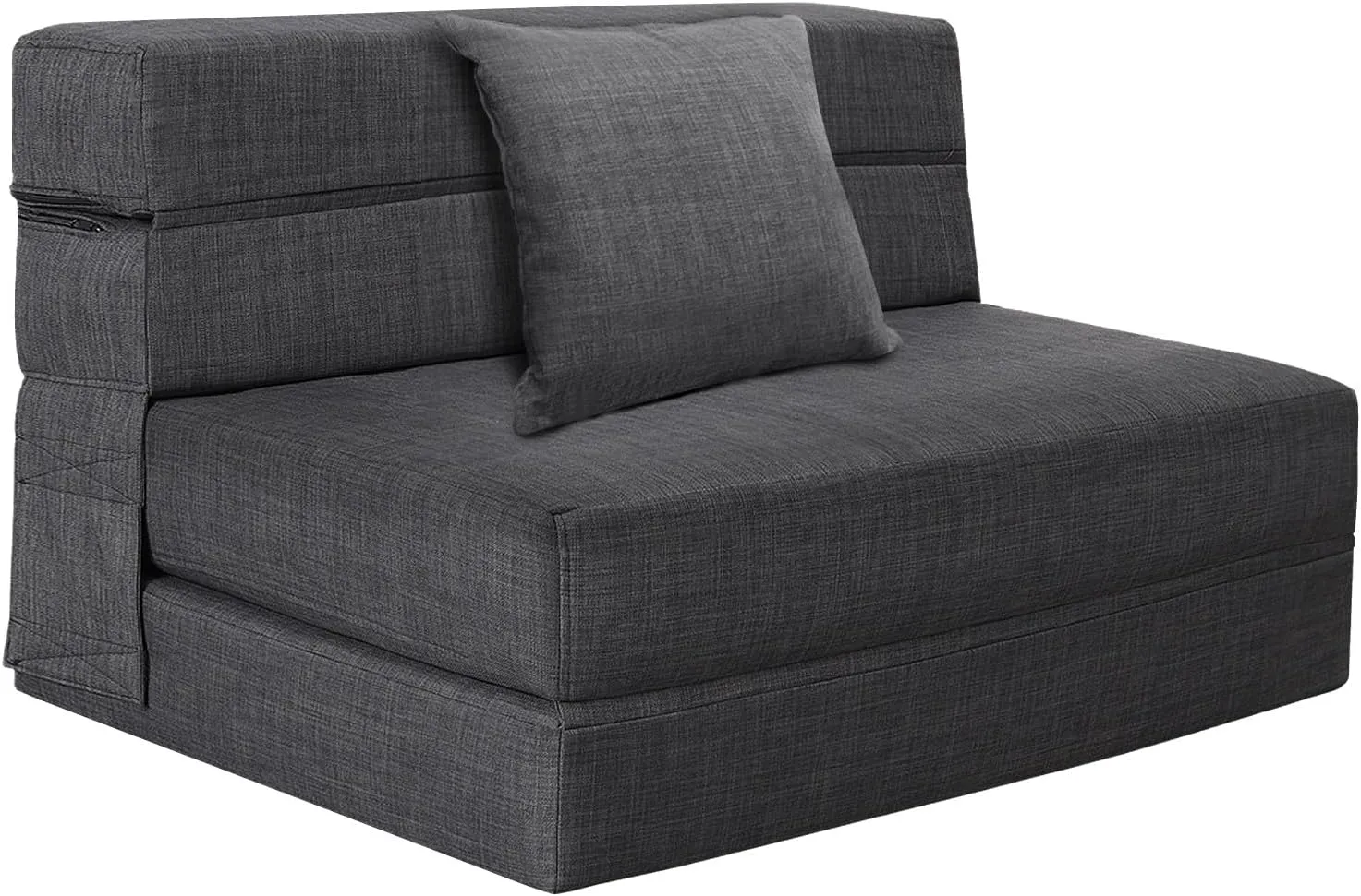 Fold Sofa Bed Couch Twin Size with Pillow Memory Foam Convertible Sleeper Chair Bed Futon Lazy for Living Room/Home Office/Guest Beds/Apartment/Upstairs Loft,Dark Gray