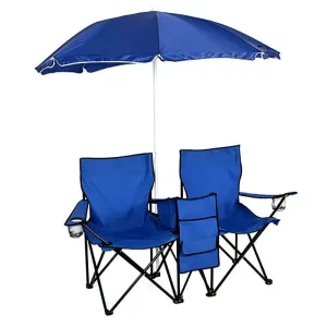 Foldable  Beach Camping Double Chair Umbrella