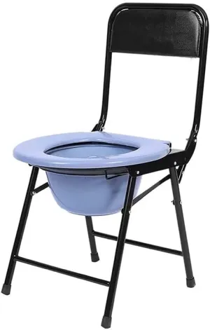 Foldable Commode/Shower Chair Folding Commode Portable Toilet Seat Bedside Commode Chair Camping Toilet Chair for Seniors Disabled and Pregnant for Trips Hiking Toilet Alternative